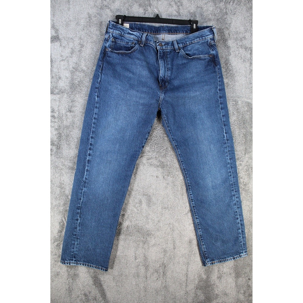 Levi's 505 Jeans Men 38x30 Blue Premium Denim Cotton Big E Leather Label Western